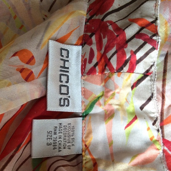 Chico’s sheer silk open weaved ribbon trim top Chicos size 3 or large - Picture 6 of 16